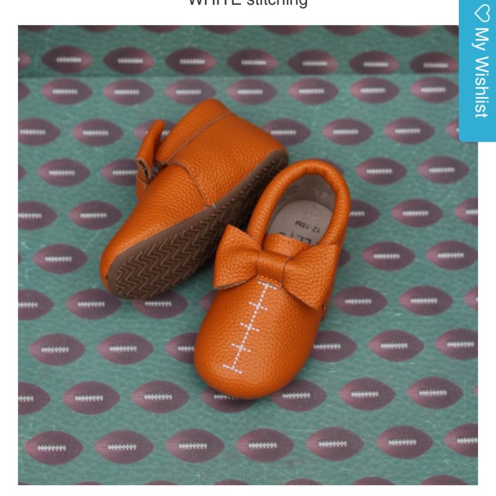 Orange football moccasins